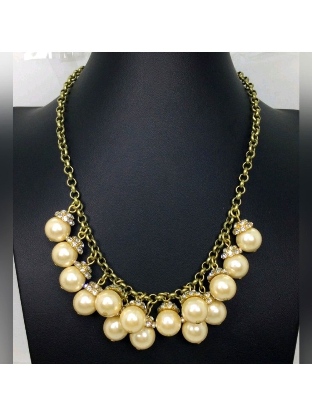 J. Crew Faux Pearl & Rhinestone Necklace 17"